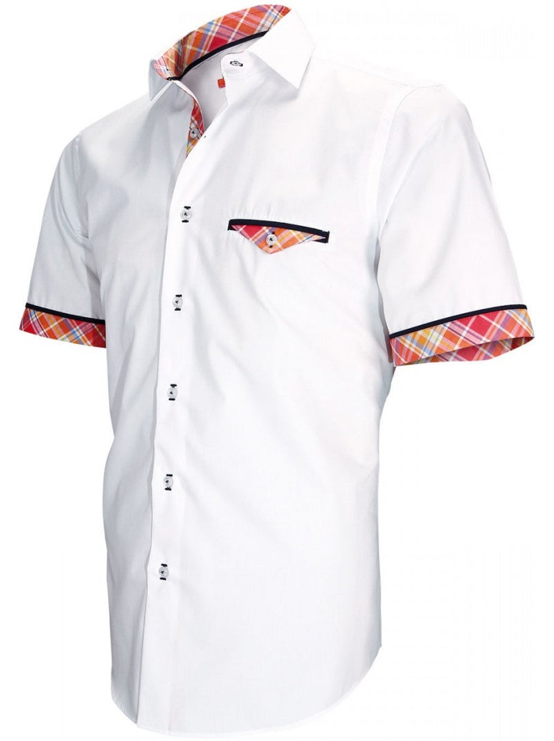 Chemisette homme mode coupe cintrée WIGHT Andrew Mac Allister Blanc , Bleu , Rouge , 40 Blanc Rouge Bleu - Kiabi