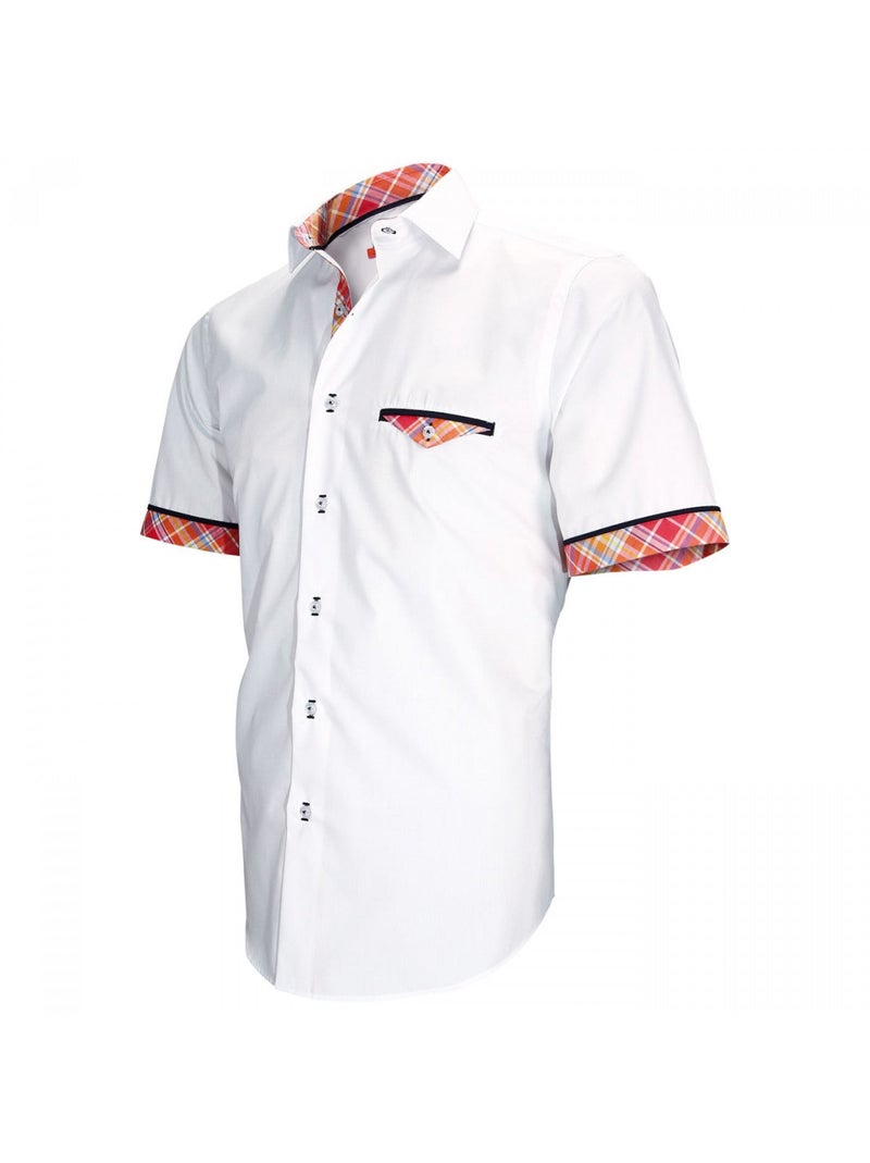 Chemisette homme mode coupe cintrée WIGHT Andrew Mac Allister Blanc , Orange , 40 Blanc Orange - Kiabi