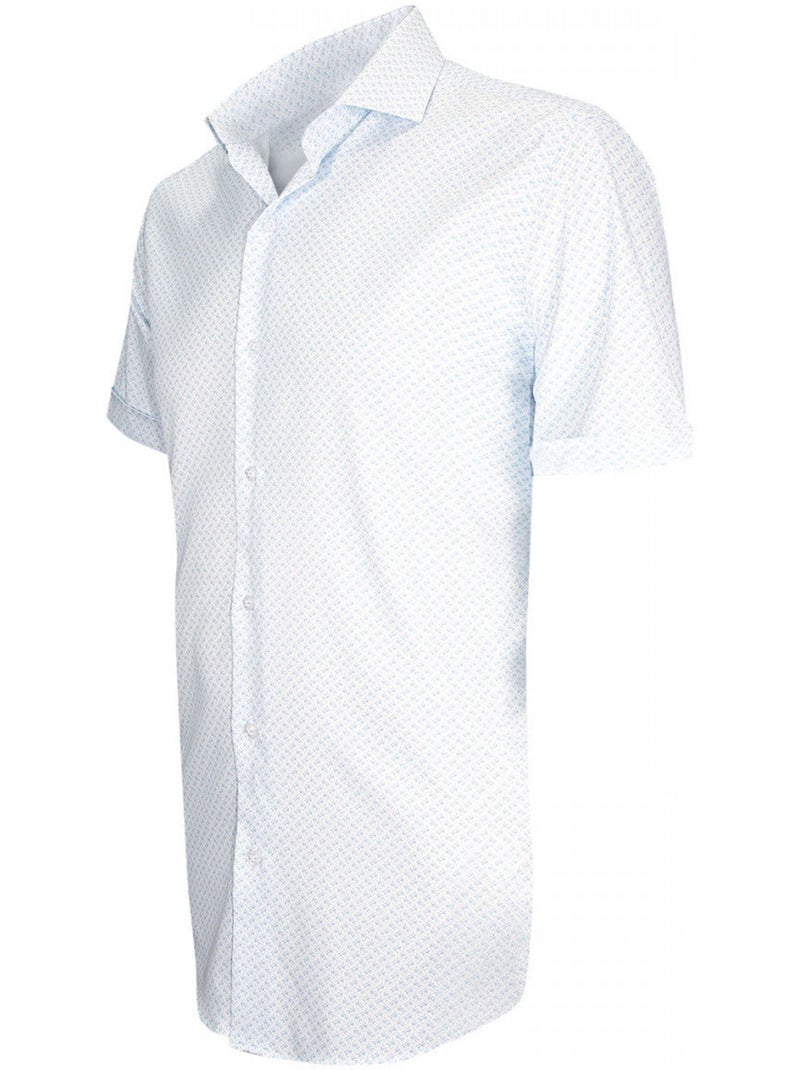 Chemisette homme stretch coupe cintrée ALBINONI Emporio balzani Blanc , Bleu , 45 Blanc Bleu - Kiabi