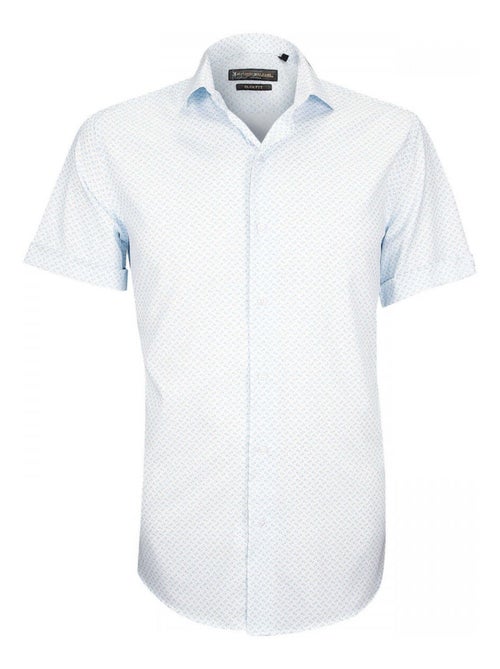 Chemisette homme stretch coupe cintrée ALBINONI Emporio balzani Blanc , Bleu ciel , 45 - Kiabi