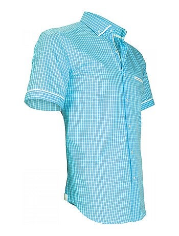 Chemisette homme vichy coupe cintrée DIXON Andrew Mac Allister Bleu , 39