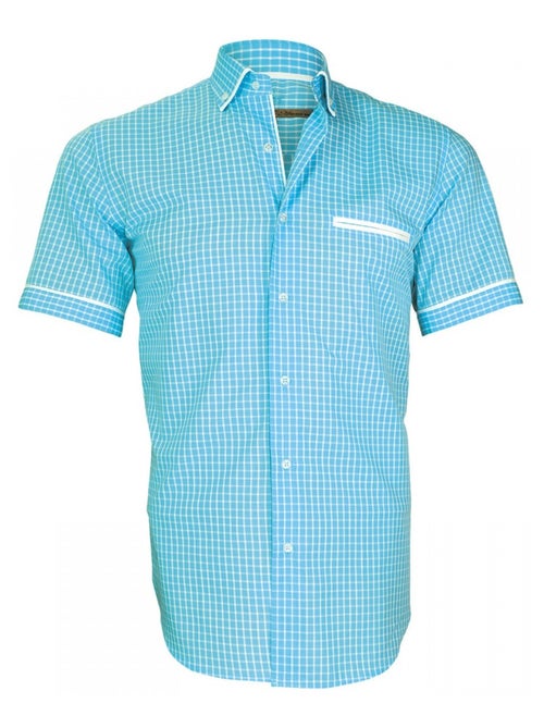 Chemisette homme vichy coupe cintrée DIXON Andrew Mac Allister Bleu , 39 - Kiabi