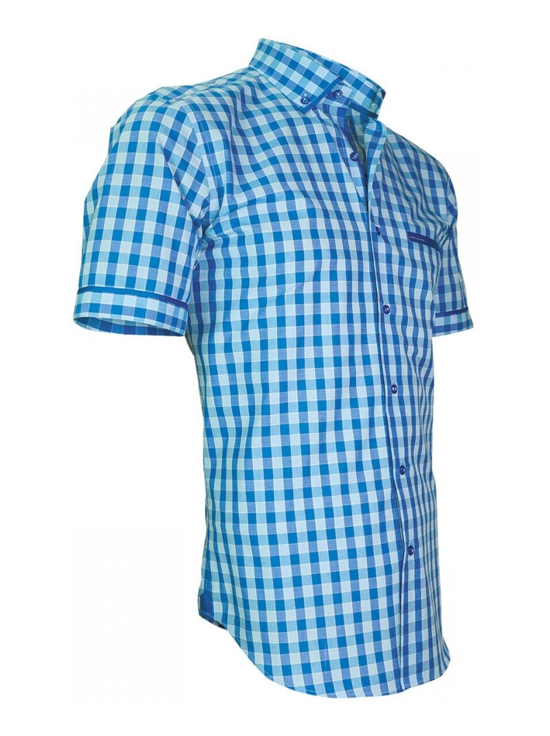 Chemisette homme vichy coupe cintrée DIXON Andrew Mac Allister Bleu - Kiabi