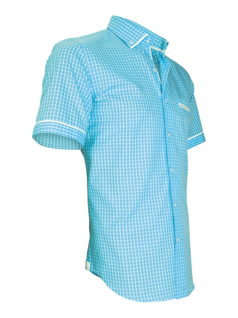 Chemisette homme vichy coupe cintrée DIXON Andrew Mac Allister Turquoise , 39 Bleu turquoise - Kiabi