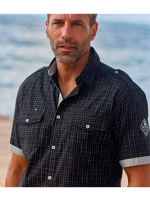 Chemisette Pilote en Popeline à Carreaux   - ATLAS FOR MEN - Kiabi