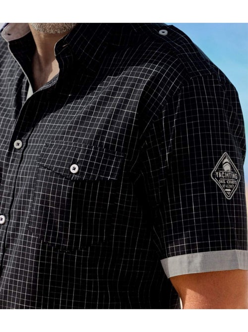 Chemisette Pilote en Popeline à Carreaux   - ATLAS FOR MEN - Kiabi