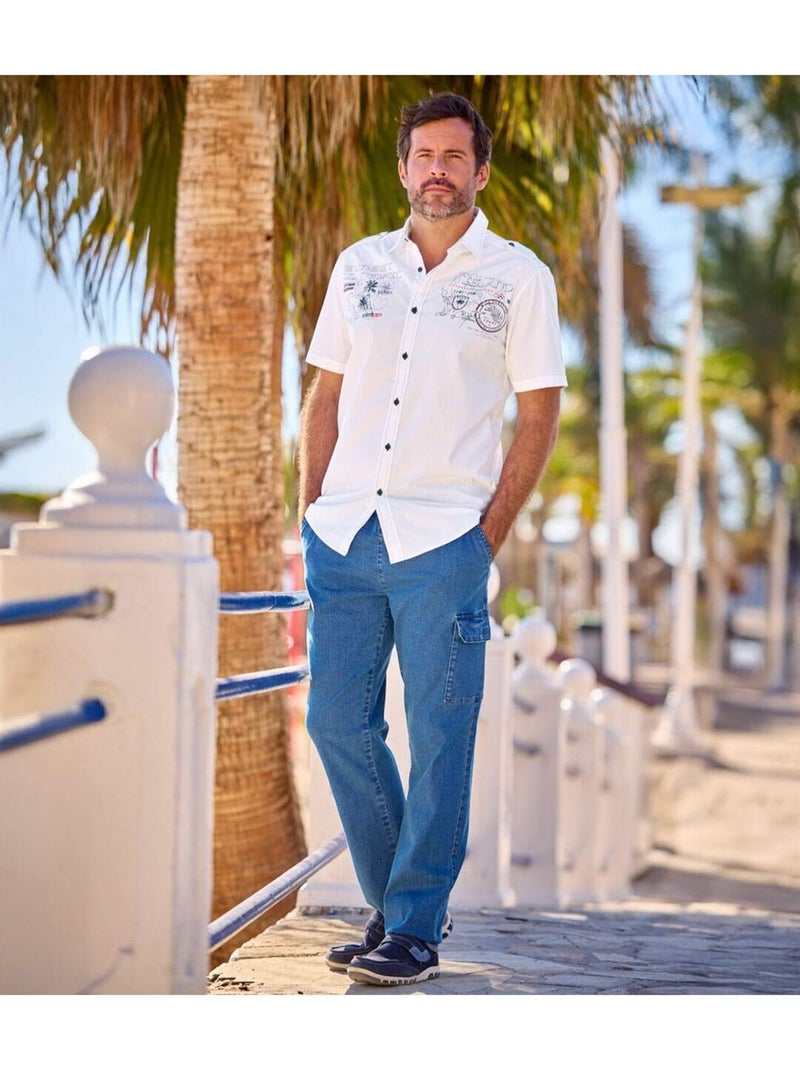 Chemisette pilote sunset tropic   - atlas for men Blanc - Kiabi
