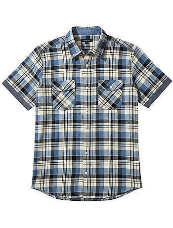 Chemisette Popeline à Carreaux Détails Chambray - ATLAS FOR MEN
