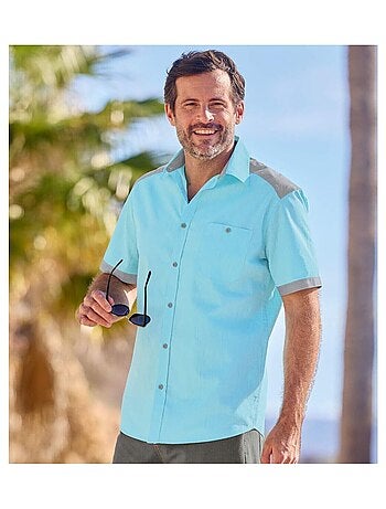 Chemisette Popeline Flammée Caraïbes - ATLAS FOR MEN