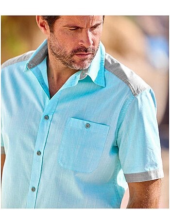 Chemisette Popeline Flammée Caraïbes - ATLAS FOR MEN