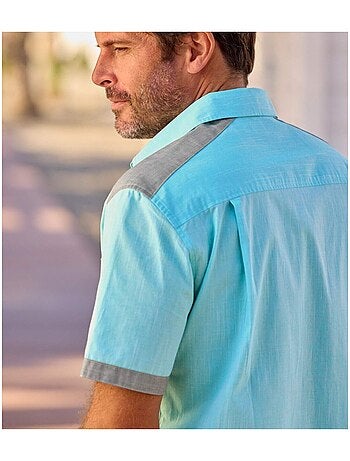 Chemisette Popeline Flammée Caraïbes - ATLAS FOR MEN