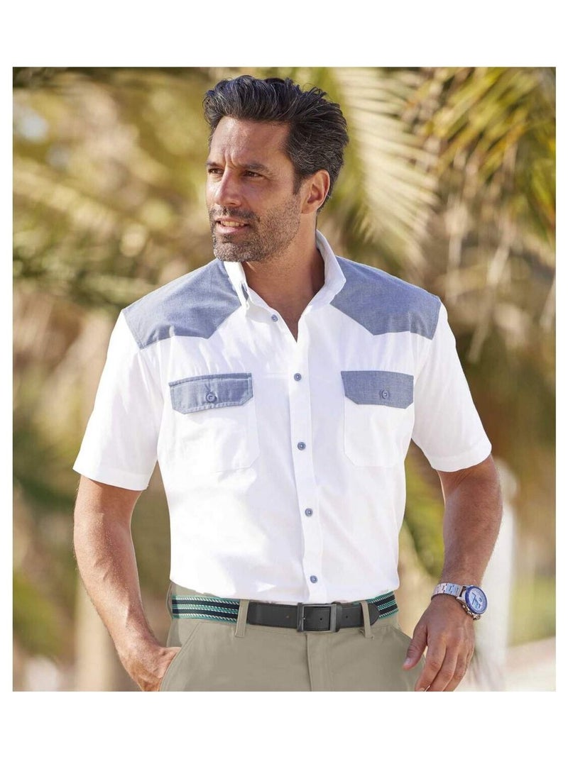 Chemisette Popeline Palm Coast - ATLAS FOR MEN Blanc - Kiabi