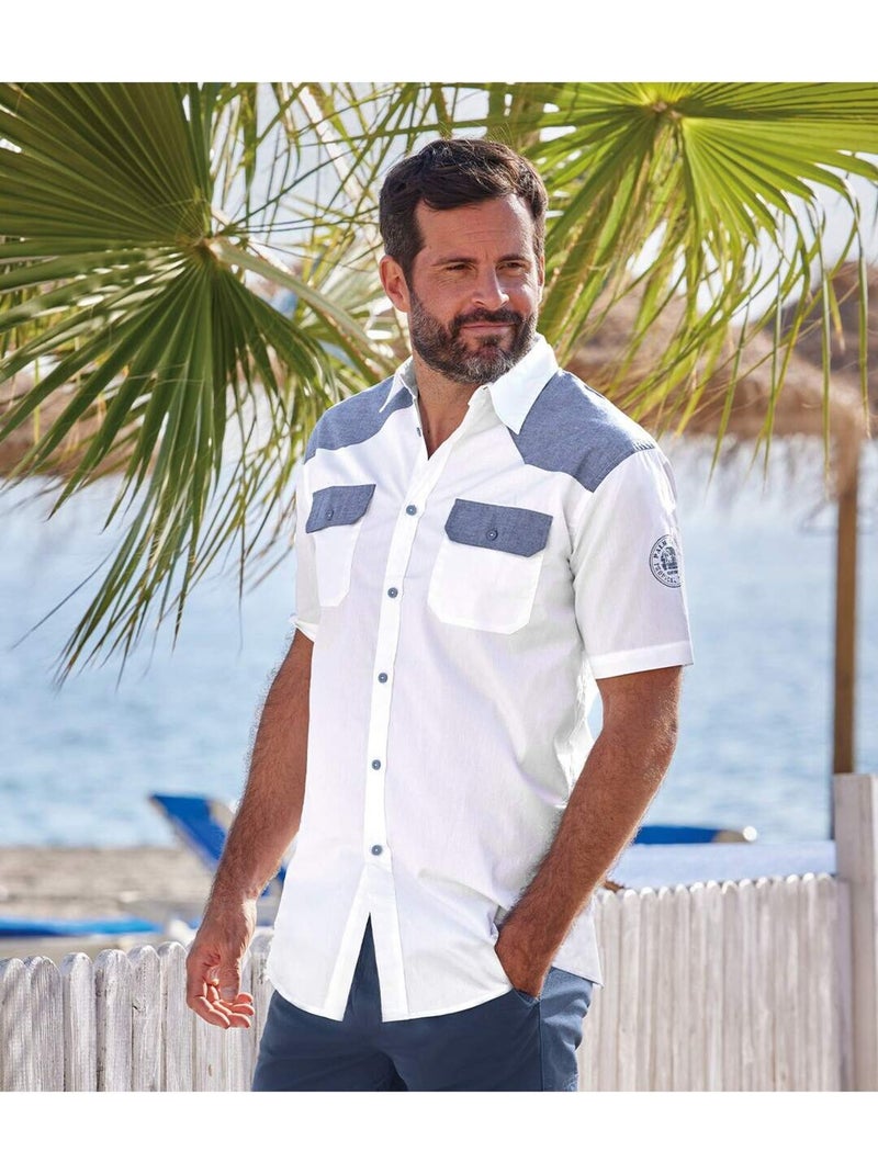 Chemisette Popeline Palm Coast - ATLAS FOR MEN Blanc - Kiabi