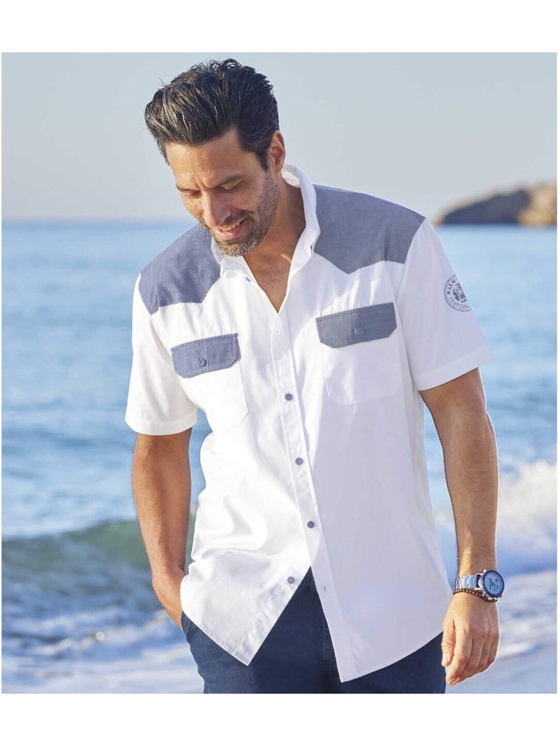 Chemisette Popeline Palm Coast - ATLAS FOR MEN Blanc - Kiabi