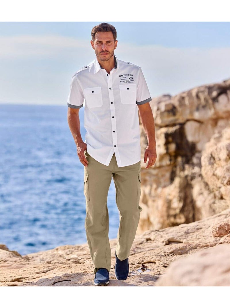 Chemisette Popeline Pilote Estivale   - ATLAS FOR MEN Blanc - Kiabi