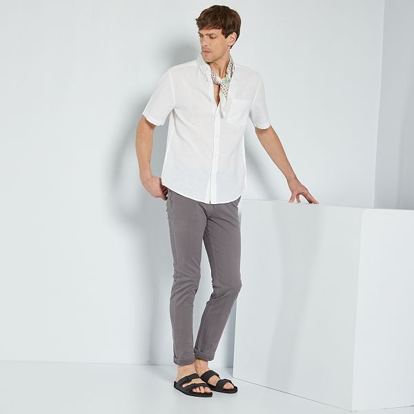 Chemisette unie regular avec du lin homme - blanc - Kiabi - 10,00€