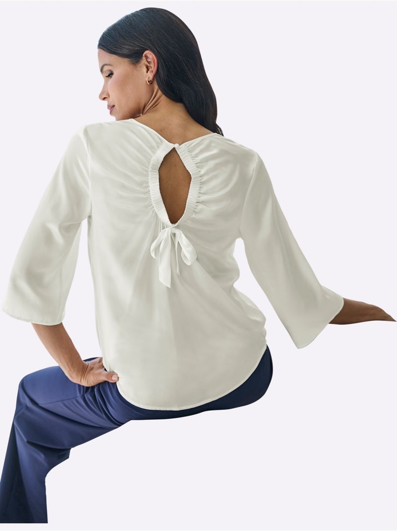 Chemisier 47% Soie - Taille Standard - Helline Ecru - Kiabi