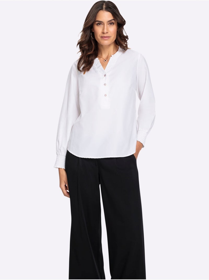 Chemisier 50% coton - taille standard - witt Blanc - Kiabi