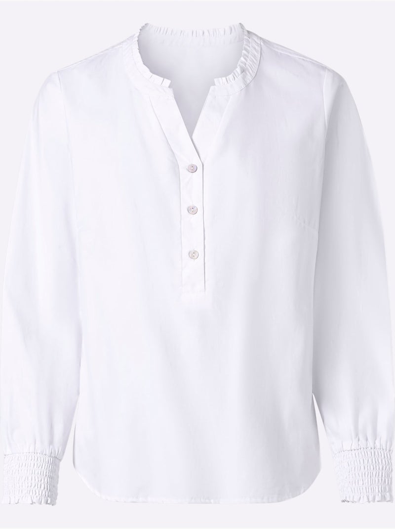 Chemisier 50% coton - taille standard - witt Blanc - Kiabi