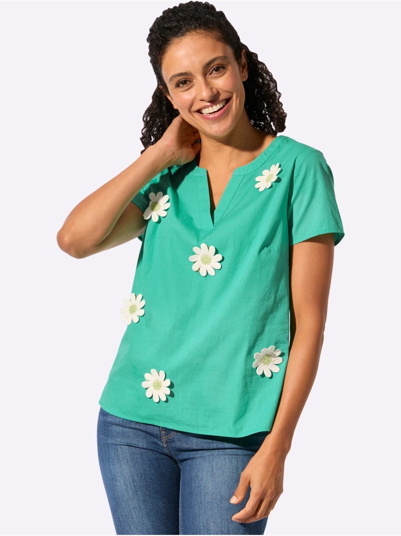 Chemisier 50% Coton - Taille Standard - Witt Bleu Vert - Kiabi
