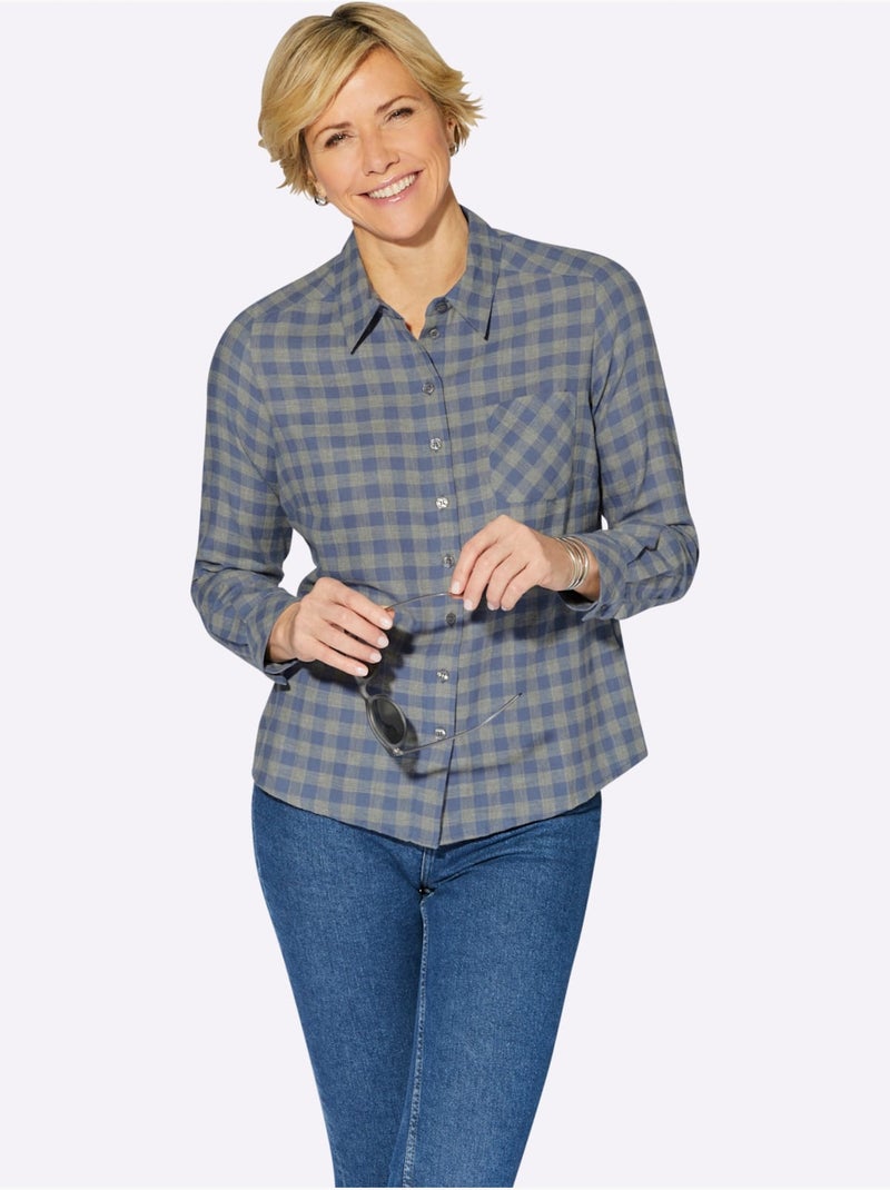 Chemisier 75% Coton - Taille Standard - Witt Bleu - Kiabi