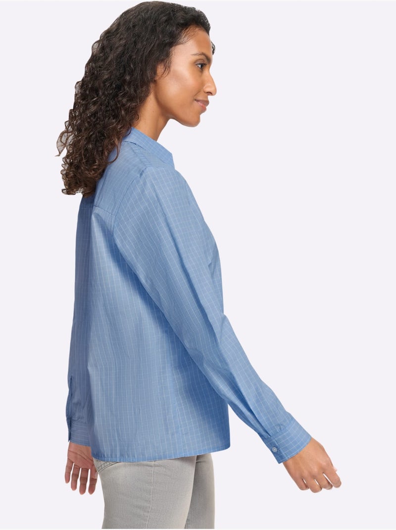 Chemisier à carreaux 50% coton - taille standard - helline Noir Ecru Bleu - Kiabi