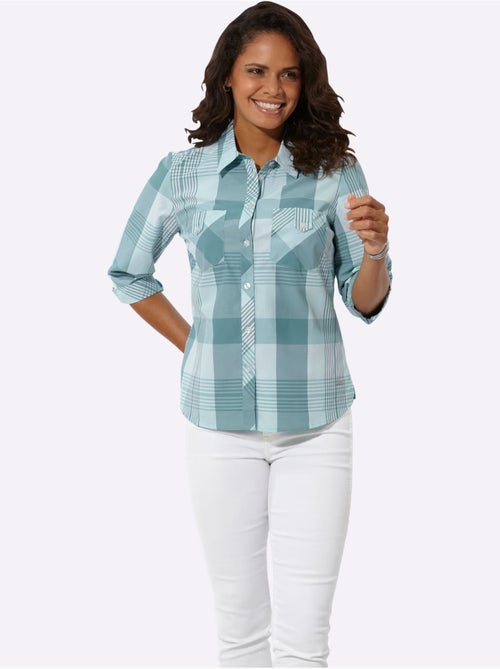Chemisier à carreaux avec col chemise et manches 3/4 - Taille standard - Witt - Kiabi Chemisier à carreaux avec col chemise et manches 3/4 - Taille standard - Witt - Kiabi