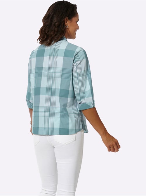 Chemisier à carreaux avec col chemise et manches 3/4 - Taille standard - Witt - Kiabi Chemisier à carreaux avec col chemise et manches 3/4 - Taille standard - Witt - Kiabi