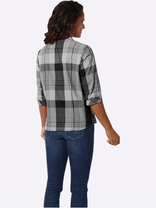 Chemisier à carreaux avec col chemise et manches 3/4 - Taille standard - Witt - Kiabi Chemisier à carreaux avec col chemise et manches 3/4 - Taille standard - Witt - Kiabi