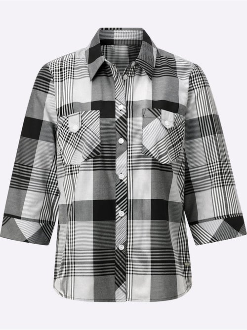Chemisier à carreaux avec col chemise et manches 3/4 - Taille standard - Witt - Kiabi Chemisier à carreaux avec col chemise et manches 3/4 - Taille standard - Witt - Kiabi