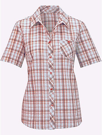Chemisier à carreaux avec col chemise et manches courtes - Taille standard - Moda Vilona