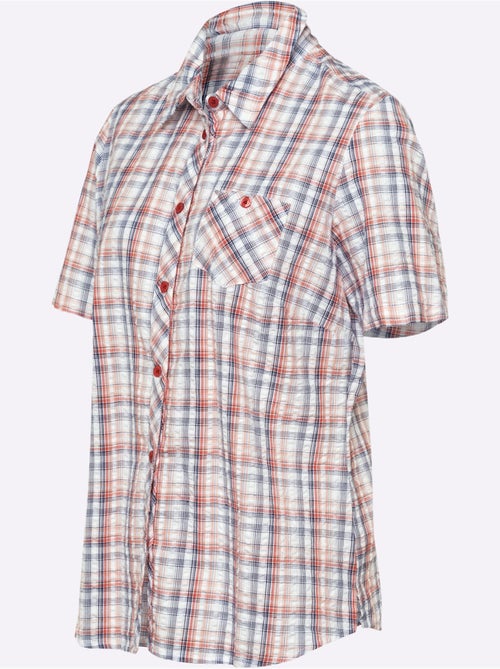 Chemisier à carreaux avec col chemise et manches courtes - Taille standard - Moda Vilona - Kiabi Chemisier à carreaux avec col chemise et manches courtes - Taille standard - Moda Vilona - Kiabi