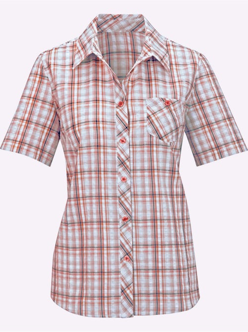 Chemisier à carreaux avec col chemise et manches courtes - Taille standard - Moda Vilona - Kiabi Chemisier à carreaux avec col chemise et manches courtes - Taille standard - Moda Vilona - Kiabi