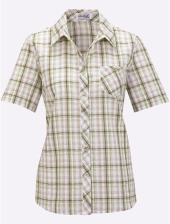 Chemisier à carreaux avec col chemise et manches courtes - Taille standard - Moda Vilona