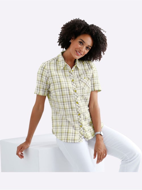 Chemisier à carreaux avec col chemise et manches courtes - Taille standard - Moda Vilona - Kiabi