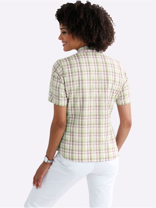 Chemisier à carreaux avec col chemise et manches courtes - Taille standard - Moda Vilona - Kiabi