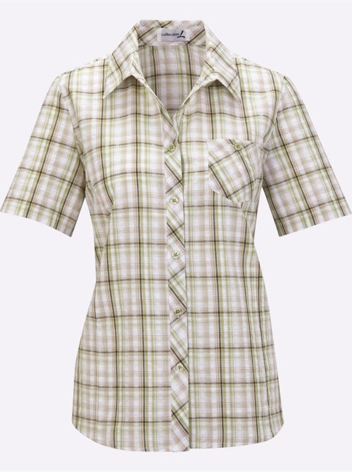 Chemisier à carreaux avec col chemise et manches courtes - Taille standard - Moda Vilona - Kiabi
