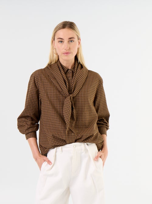 Chemisier à carreaux avec foulard - Kiabi Chemisier à carreaux avec foulard - Kiabi