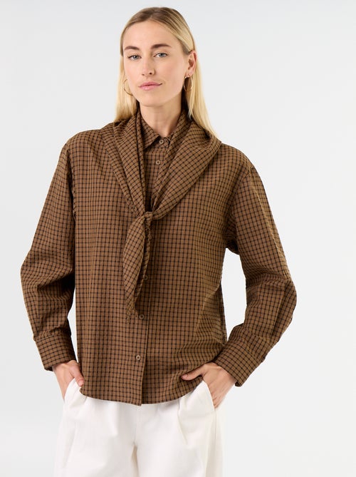 Chemisier à carreaux avec foulard - Kiabi Chemisier à carreaux avec foulard - Kiabi