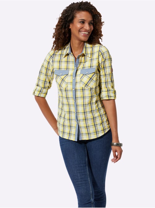 Chemisier à carreaux coton col chemise et poches plaquées à rabat - Taille standard - Witt - Kiabi