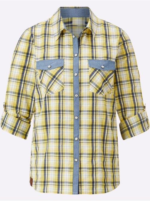 Chemisier à carreaux coton col chemise et poches plaquées à rabat - Taille standard - Witt - Kiabi