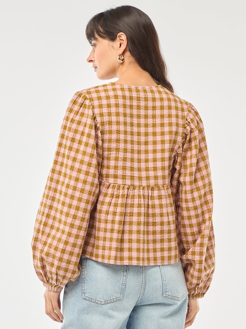 Vends chemisier à carreaux col carré volanté XS - Vêtements