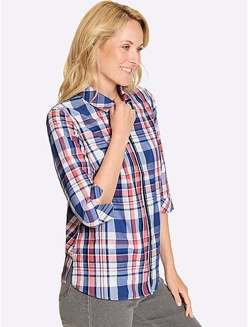 Chemisier à Carreaux Fermeture à Glissière - Taille Standard - Moda Vilona