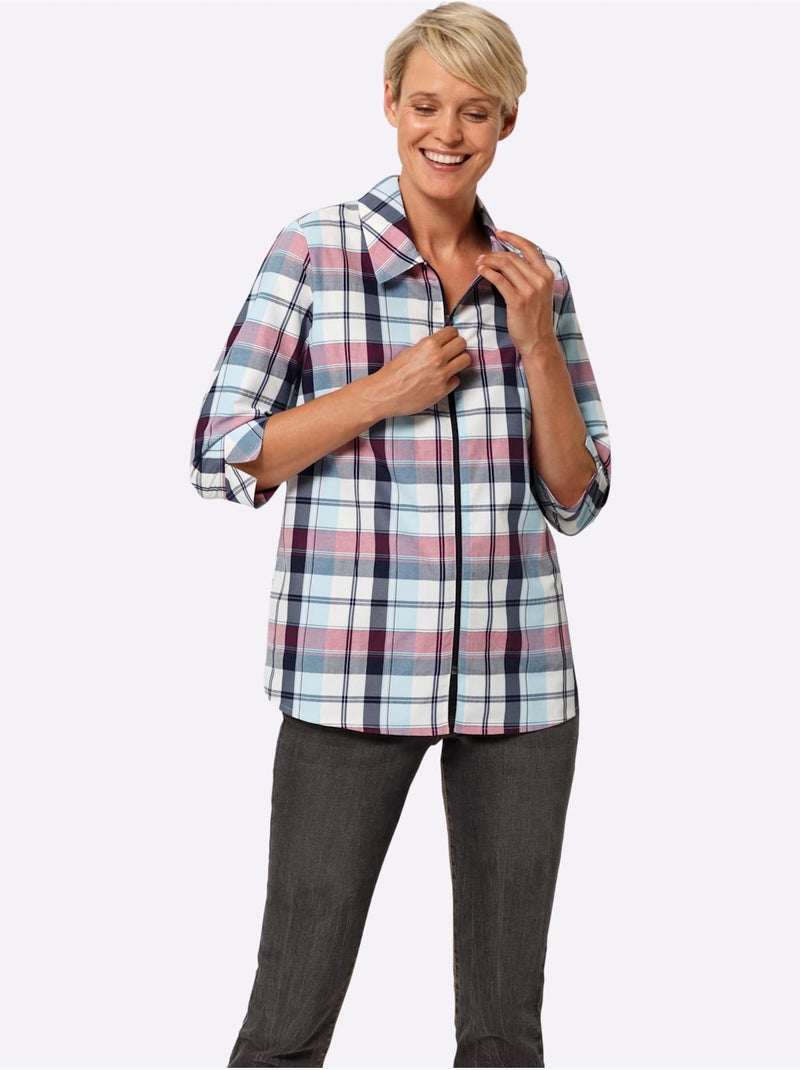 Chemisier à Carreaux Fermeture à Glissière Pratique - Taille Standard - Moda Vilona Rose fushia - Kiabi