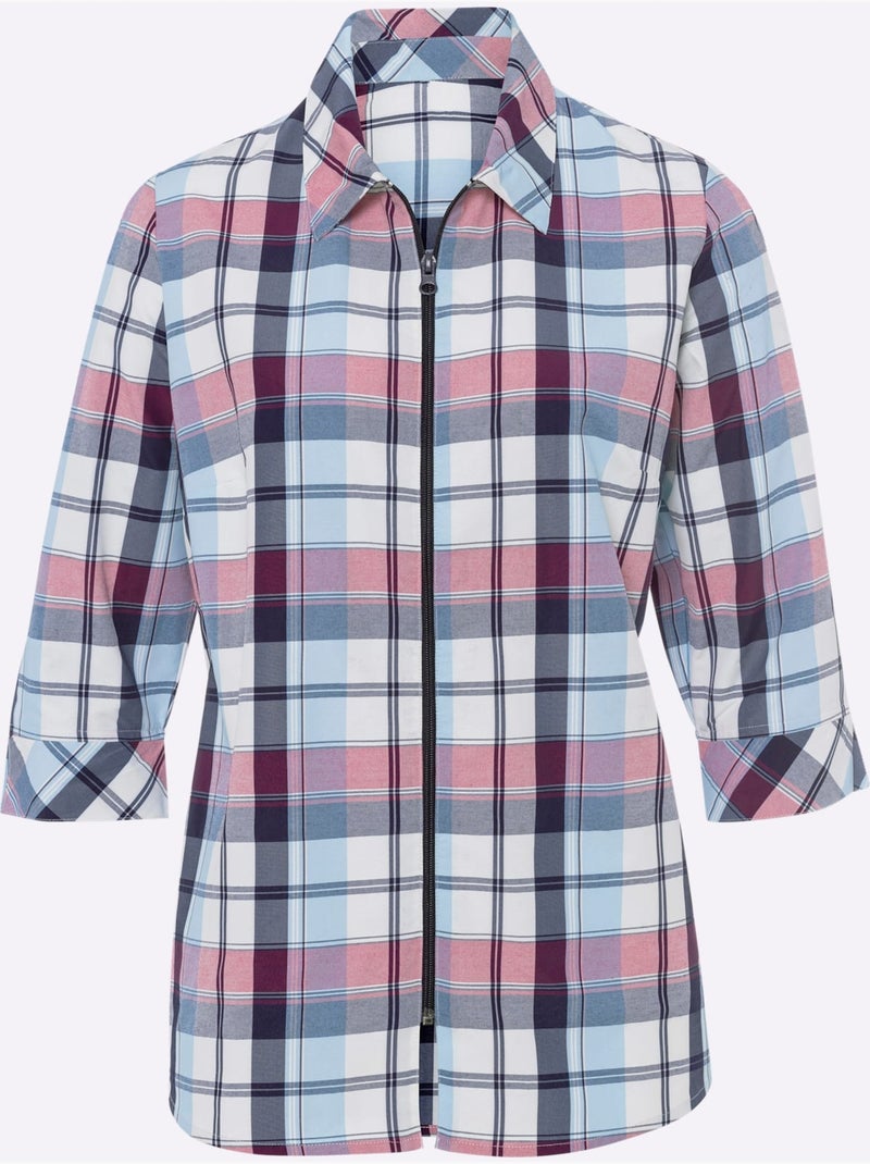 Chemisier à Carreaux Fermeture à Glissière Pratique - Taille Standard - Moda Vilona Rose fushia - Kiabi