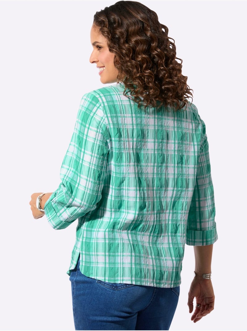 Chemisier à Carreaux Qualité Extensible - Taille Standard - Witt Vert émeraude - Kiabi