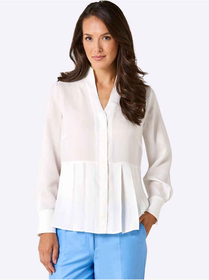 Chemisier à Col Montant 30% Soie - Taille Standard - Helline Ecru - Kiabi