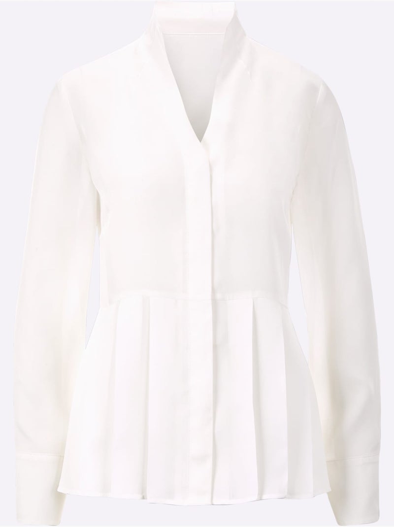 Chemisier à Col Montant 30% Soie - Taille Standard - Helline Ecru - Kiabi