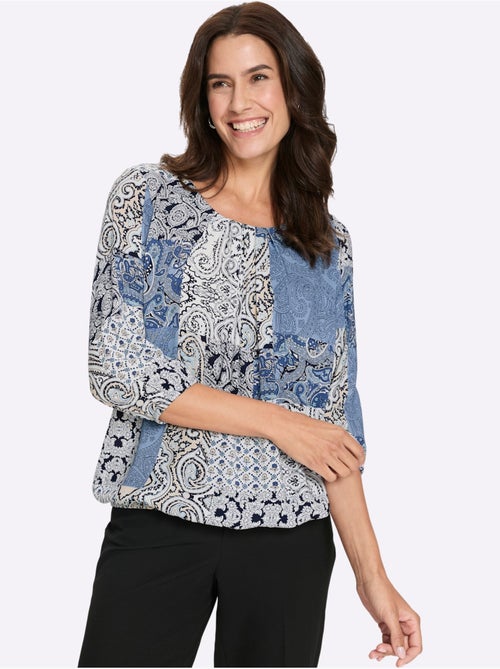 Chemisier à col rond avec manches 3/4 et motifs floraux - Taille standard - Witt - Kiabi