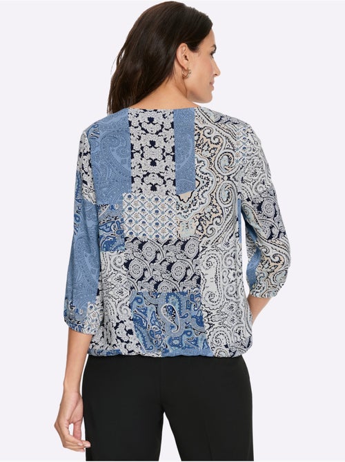 Chemisier à col rond avec manches 3/4 et motifs floraux - Taille standard - Witt - Kiabi